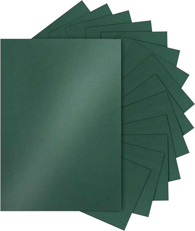 Silunkia 120 Sheets Dark Green Shimmer Cardstock 8.5 x 11 Metallic Paper by Silunkia