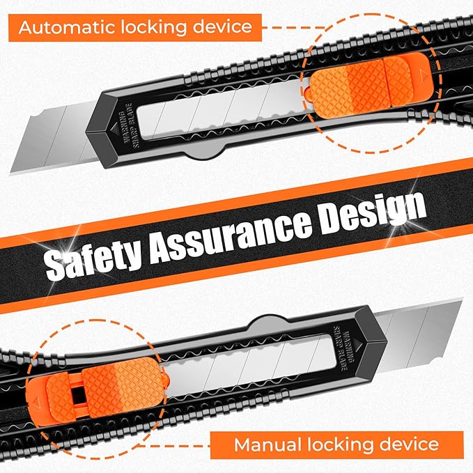 DIYSELF Box Cutter, 24 Pack Box Cutters Retractable Razor Blades Utility Knife - Image 5