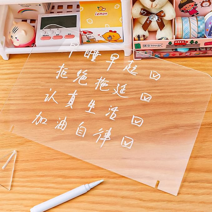 Generic 5Pcs Acrylic Writing Boards 20X30Cm Desktop Message Whiteboards - Image 6