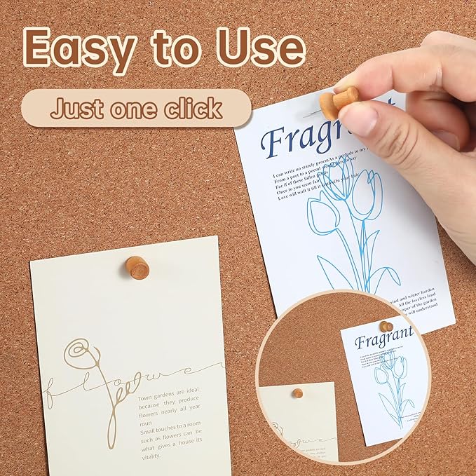 GOOLADA 200Pcs Wood Push Pins 7 Types and 2 Colors Wood Tacks Cute Push Pin - Image 4