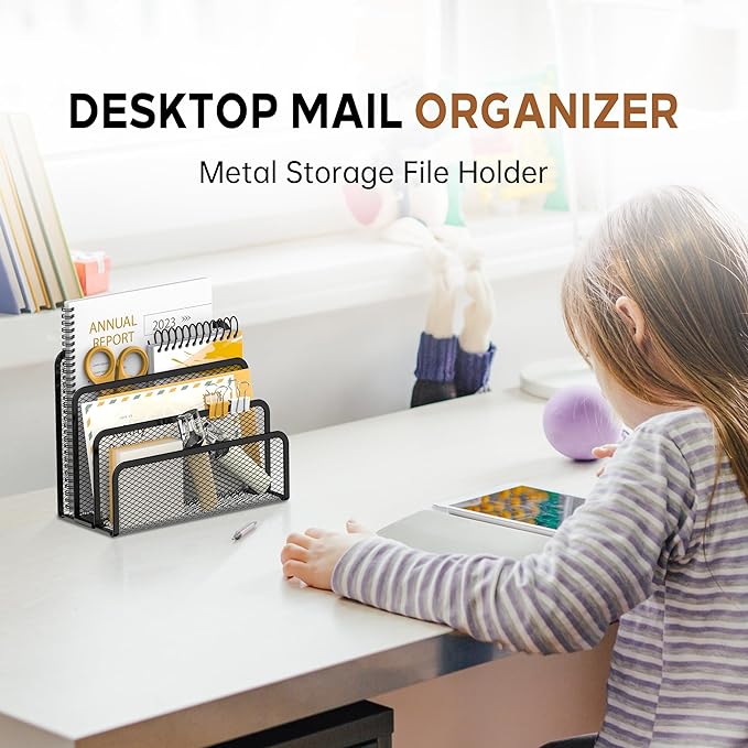 SUPEASY Mail Organizer for Desk, Mesh Metal Mail Holder Countertop - Image 4