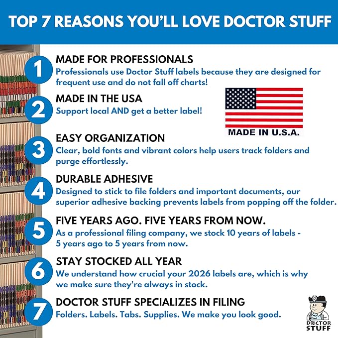 2026 Year Labels, Doctor Stuff 2026 Chart Stickers, S & W/Acme Style, USA Made - Image 7