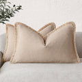 Foindtower Set of 2 Decorative Linen Fringe Lumbar Throw Pillow Covers Boho by Foindtower
