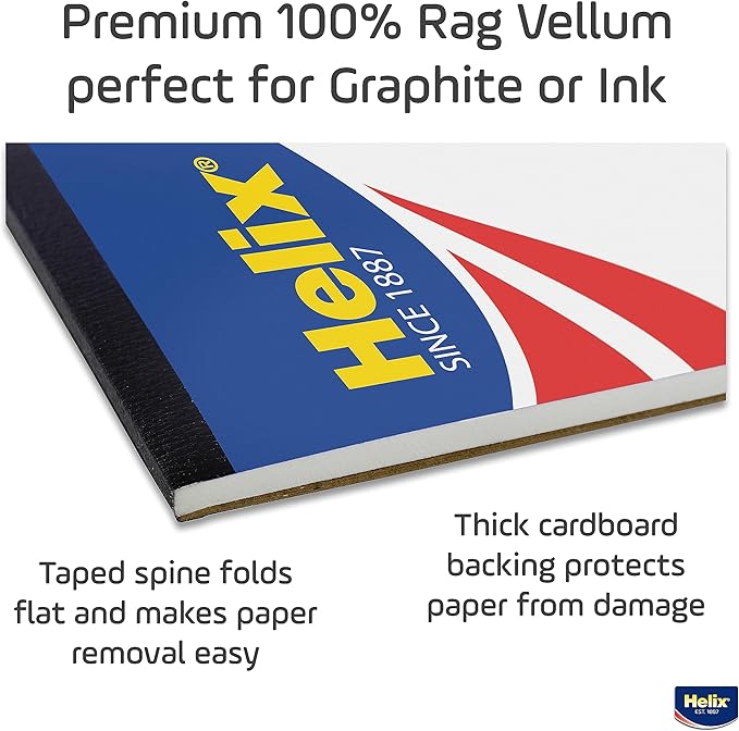 Helix - 100% Rag Vellum Paper Pad - 11 Inch x 17 Inch - 50 Sheet Pad - - Image 4