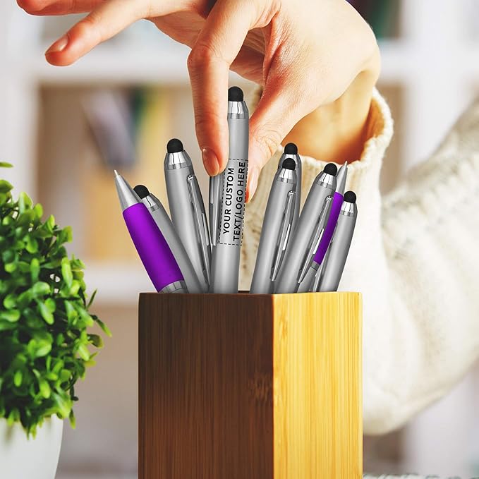 DISCOUNT PROMOS Custom Stylus Ballpoint Pens Set of 10, Personalized Bulk Pack - Image 7