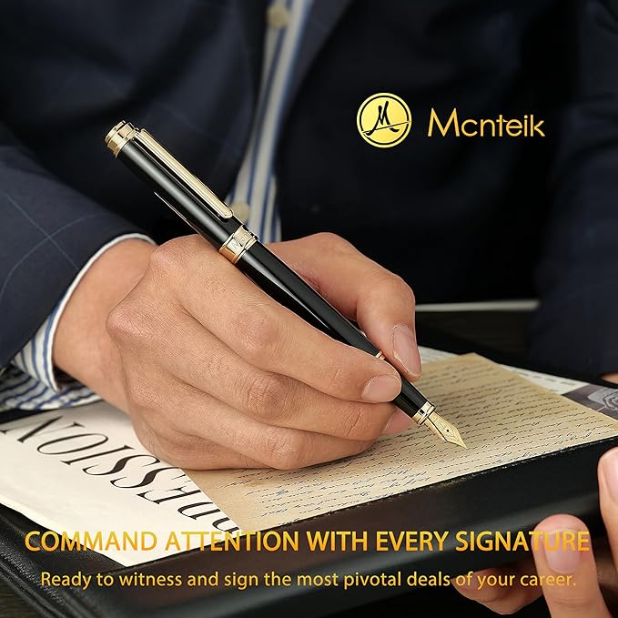 MCNTEIK 317 Fountain Pen, Stunning Luxury Black Piano Lacquer, 18K Gilded Nib - Image 7