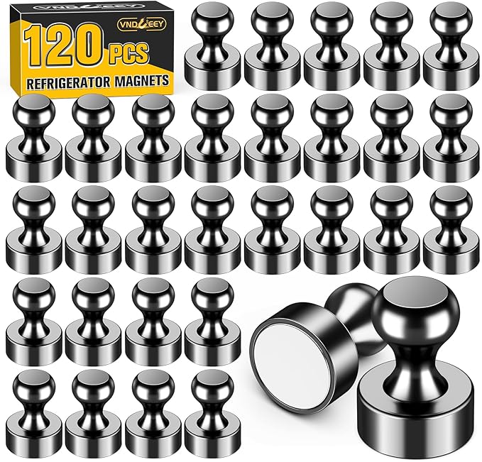 VNDUEEY 120 Pack Black Fridge Magnets, Small and Strong Magnet Refrigerator by VNDUEEY