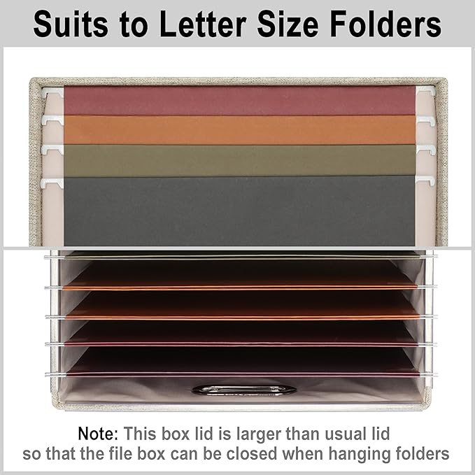 4-Pack Modern Minimalist Beige Collapsible Linen File Folder Box Office - Image 3