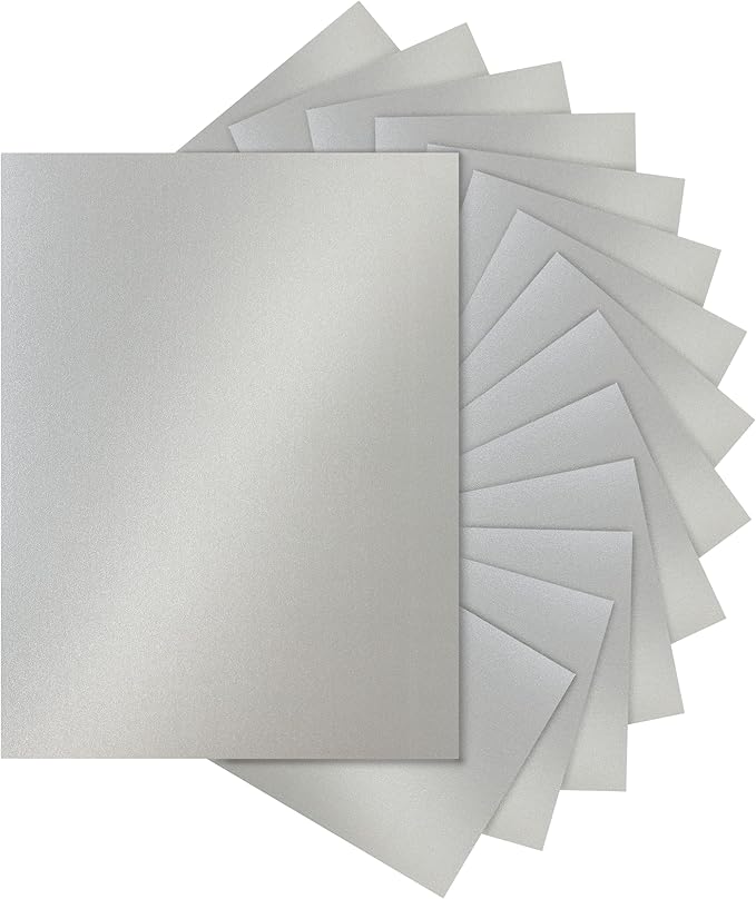 Silunkia 120 Sheets Shimmer Silver Cardstock 8.5 x 11 Craft Paper, 250gsm/92lb by Silunkia