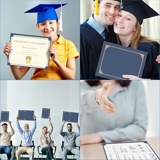 HAUTOCO Certificate Holders 50 Packs Navy Blue Diploma Covers Gold Foil Border - Image 5