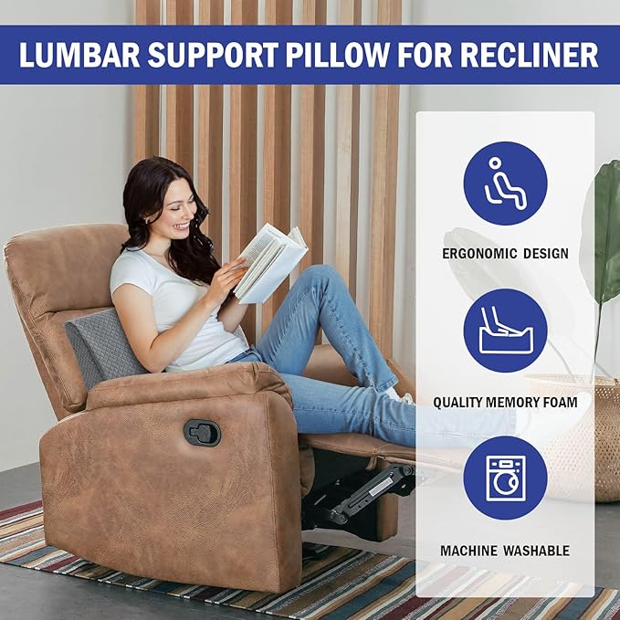 HOMBYS Lumbar Support Pillow for Recliner Chair, Memory Foam Back Support - Image 2
