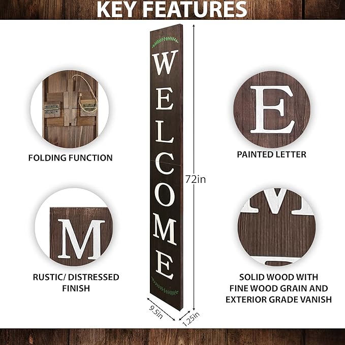 Tall Outdoor Welcome Sign, 6ft Brown Rustic Modern Farmhouse Welcome Sign - Image 4