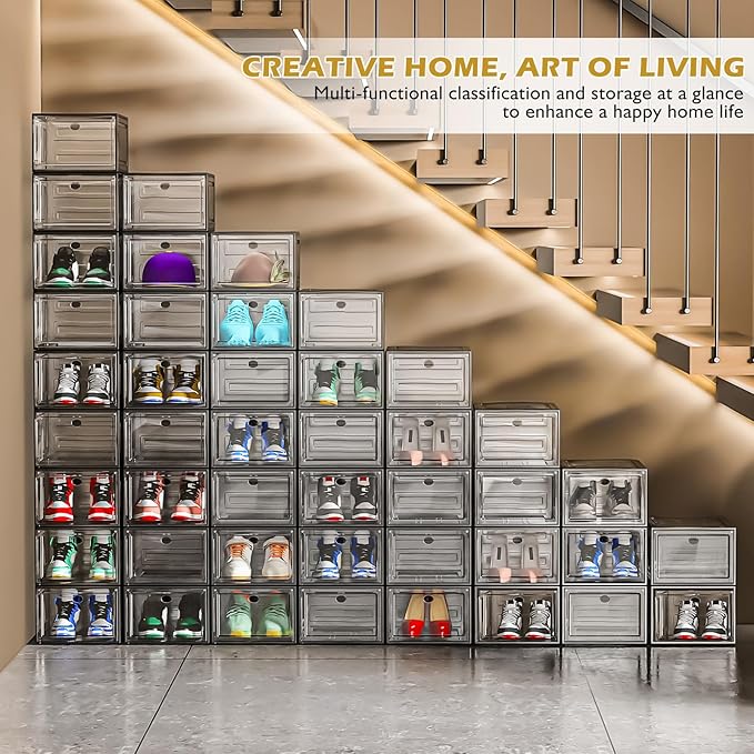 12 Pack Clear Shoe Storage Organizer - Image 3