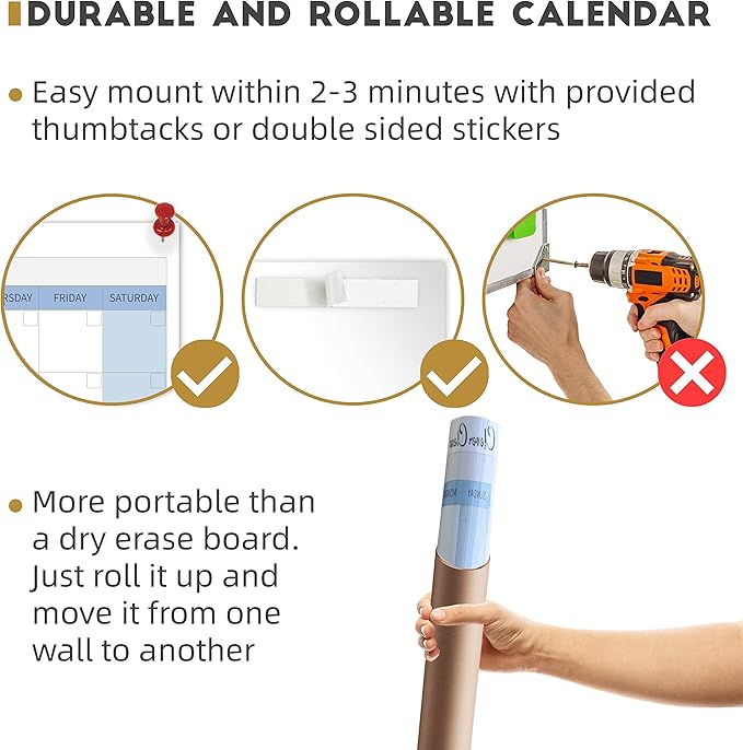 CLEVER CLEAN Large Dry Erase Wall Calendar 5 Feet- 48"x60" 2026 Undated Yearly - Image 5