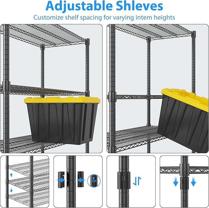 Homdox 60”W Storage Shelves, 4 Tier Heavy Duty Wire Shelving Unit - Image 8