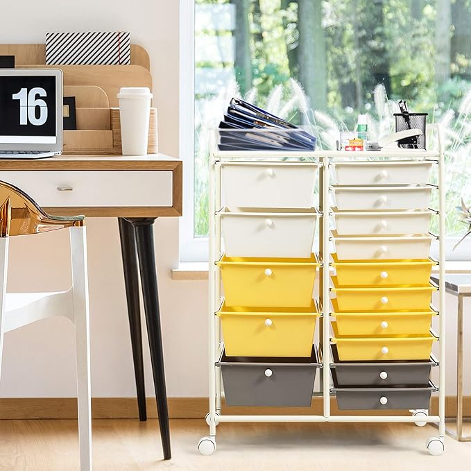 GOFLAME 15-Drawer Rolling Storage Cart, Craft Storage Cart - Image 2