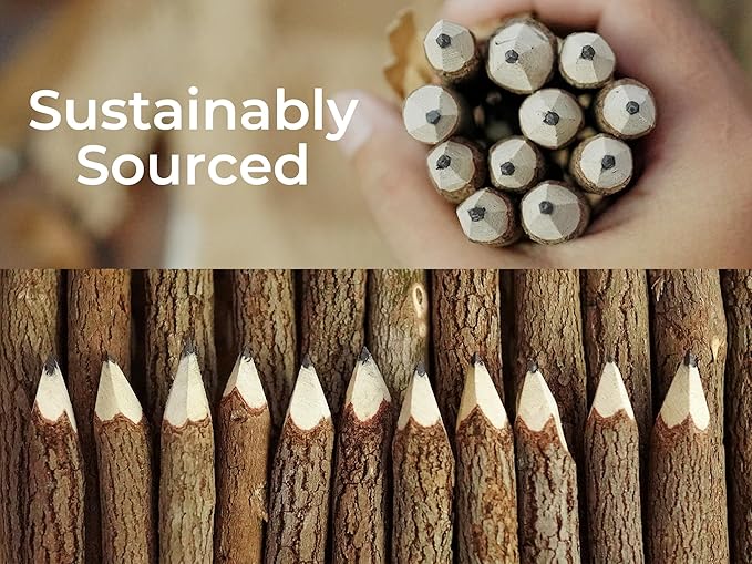 BSIRI Natural Twigs Wooden Pencils Handcrafted Suitable - Image 8