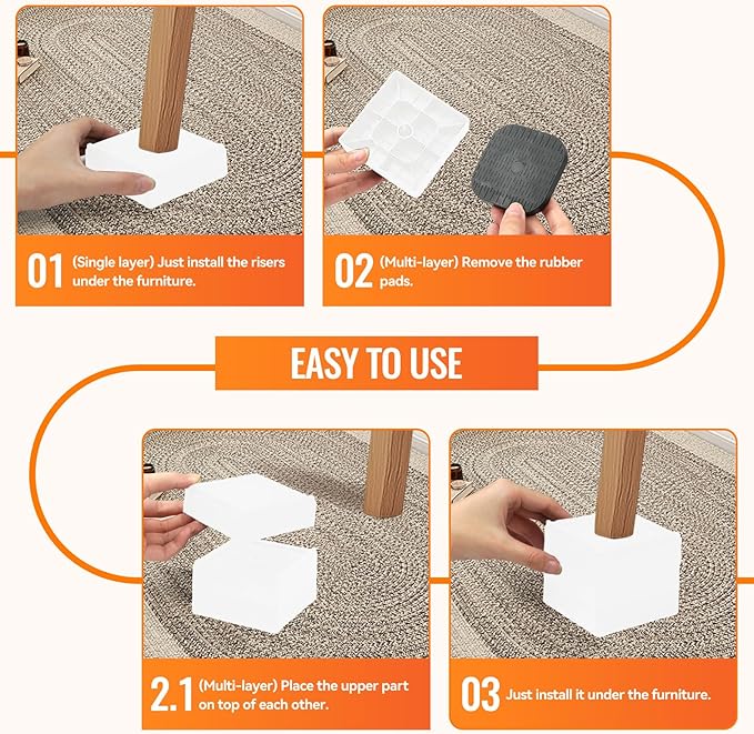shouwuhho Furniture Risers, 4 Pack Bed Risers - Image 7