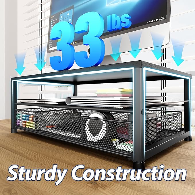 OPNICE Desk Organizer and Accessories, 2-Tier Computer Monitor Stand Riser - Image 4
