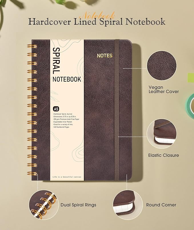 Graph Spiral Journal Notebook, A5 Hardcover Spiral Journals - Image 2