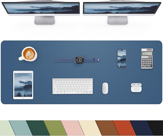 Leather Desk Pad Protector, Office Mat, Large Mouse Pad, Non-Slip Blotter by cebowa