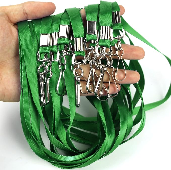 Green Lanyards 100 Pcs Lanyard for Id Badges Flat Lanyard - Image 5