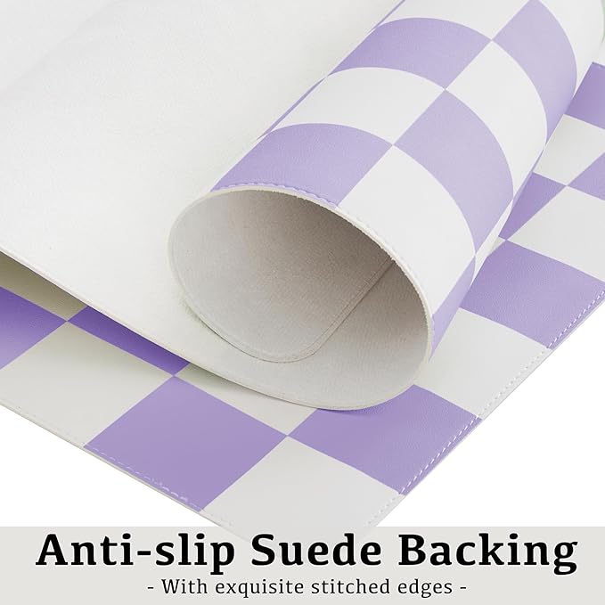 Ohocut Checkered Desk Mat, Large Cute Aesthetic Retro PU Leather Computer - Image 7