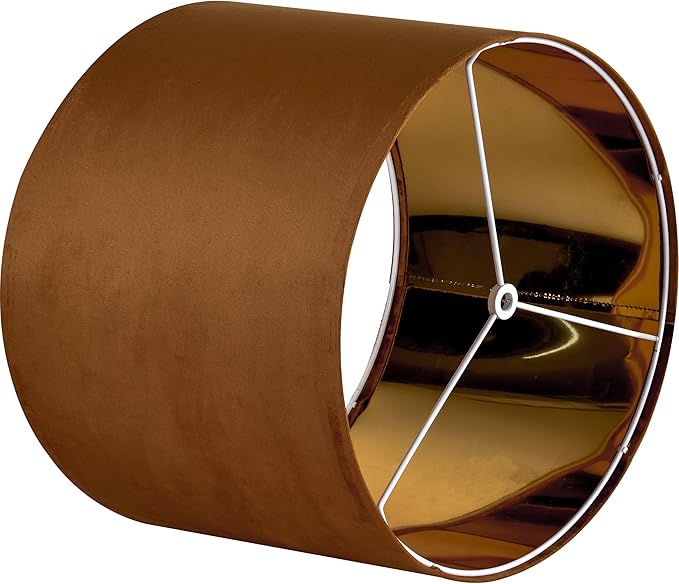 GO&SO Large Lampshade Replacement, Burnt Orange Velvet Drum Lamp Shades Set of - Image 9