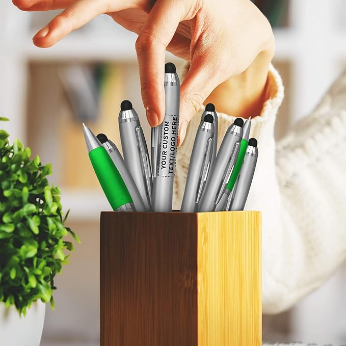 DISCOUNT PROMOS Custom Stylus Ballpoint Pens Set of 100, Personalized Bulk Pack - Image 7