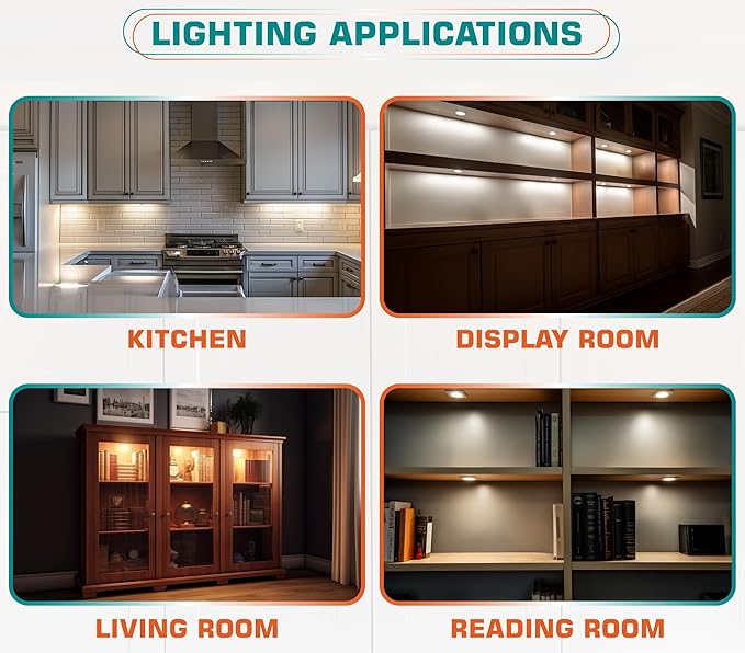 Lvyinyin Single LED Kitchen Under Cabinet Puck Light, 120V Direct Wall Plug in - Image 7