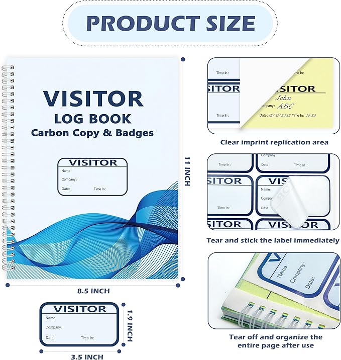 2 Pack of 300 Visitor Badges Registry Log - Image 2