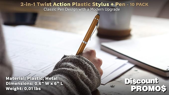 DISCOUNT PROMOS Twist Action Plastic Stylus Pens, Bulk Pack - Image 4