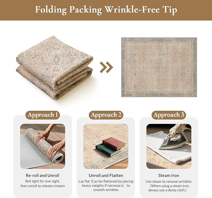 GENIMO 8x10 Area Rugs for Living Room, Machine Washable Non Slip Vintage Rugs - Image 9