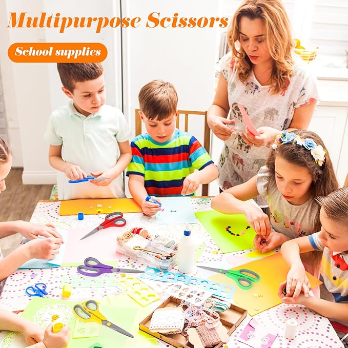 Scissors Bulk Set of 6-Pack, Taotree 8" Scissors All Purpose Comfort Grip Sharp - Image 2