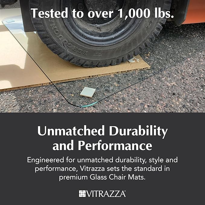 Vitrazza Glass Chair Mat 42” x 48” Superior ¼ Thick, Luminoso Low-Iron Ultra - Image 6
