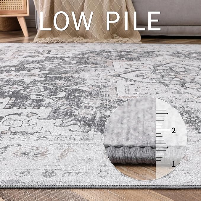 GENIMO 8x10 Area Rugs for Living Room, Machine Washable Vintage Non Slip Rugs - Image 4