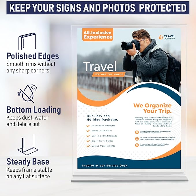 Acrylic Sign Holder 8.5 x 11, T-Shape Double-Sided Acrylic Table Stand - Image 4