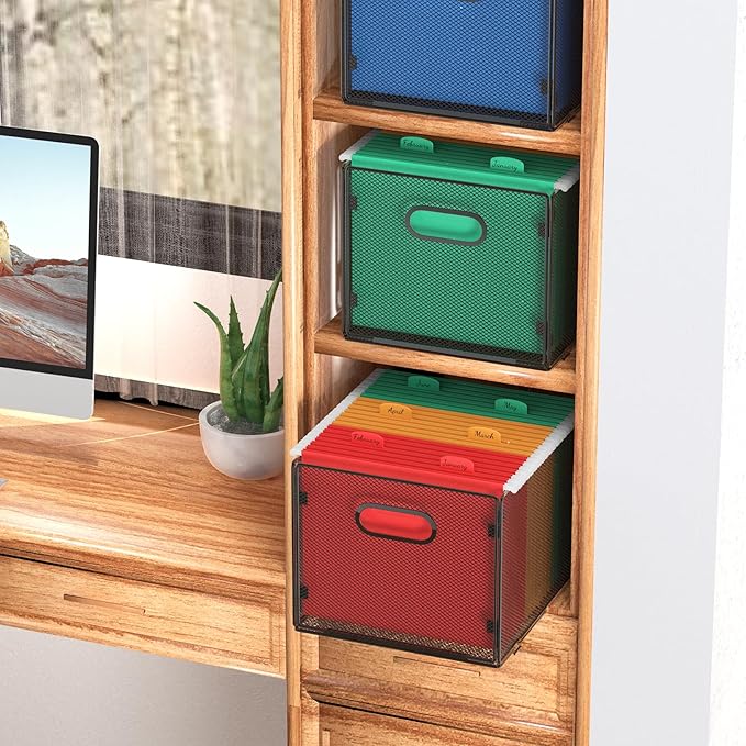 Samstar Hanging File Organizer, Mesh File Folder Organizer File Crate File - Image 2