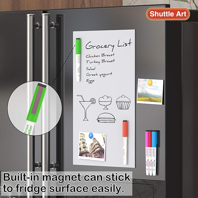Shuttle Art Magnetic Whiteboard Markers, 20 Pieces Fine Tip and Eraser - Image 7