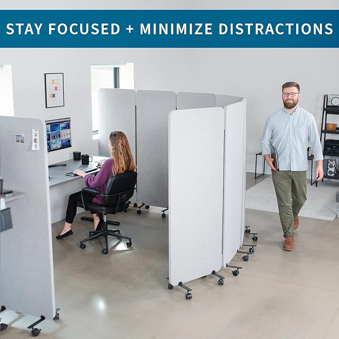 VIVO Freestanding 24 x 66 inch Privacy Panel, Mobile Cubicle Divider, Single 24 - Image 5
