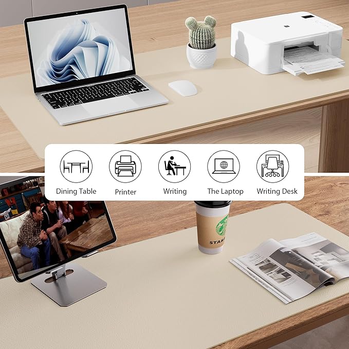 Aothia Non-Slip PU Leather Waterproof Laptop Desk Pad Protector, Blotter Mat - Image 5