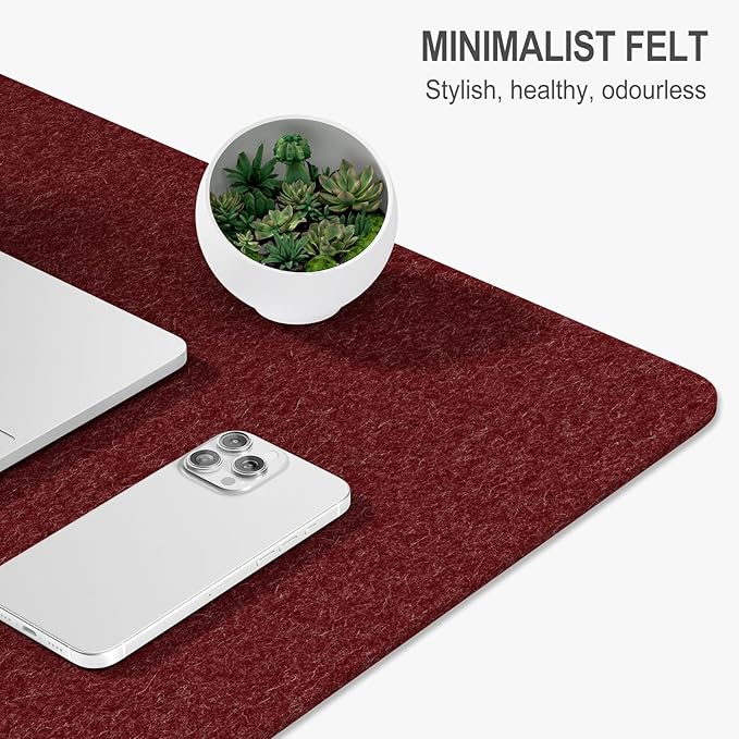 Auhoahsil Felt Desk Mat, Minimalist Large Mouse Pad XXL 35.5 x 15.7 in - Image 3