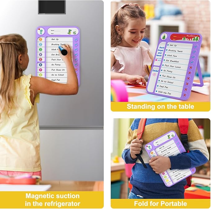 Magnetic Chore Chart for Kids, ADHD Task Tracker Easy-Check Routine Dry Erase - Image 2