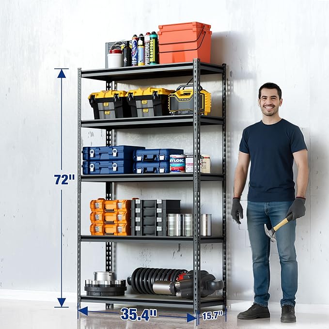 WORKPRO 5-Tier Storage Shelf, for Basement, 35.4”Wx15.7”Dx72”H - Image 2