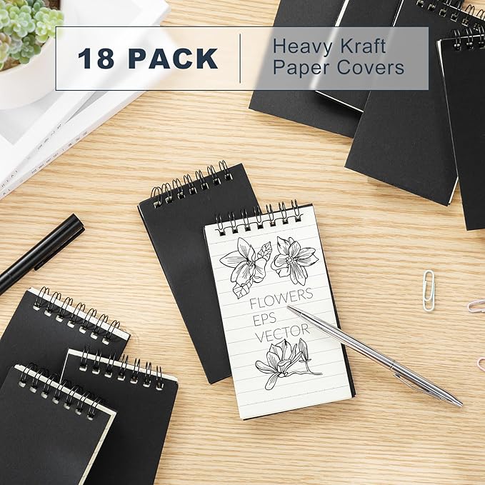 Tenceur 18 Pcs Pocket Notebook Bulk Small 3x5 Inch Spiral Notepads Mini Top - Image 3