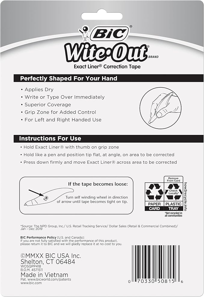 BIC Wite-Out Brand Exact Liner Correction Tape, 19.8 Feet, Clean and Easy to - Image 2
