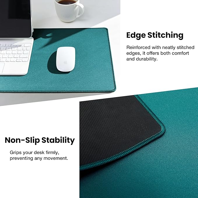 ALOANES Dark Green Waterproof Desk Mat, Large Extended Mouse Mat, Office Desk - Image 5
