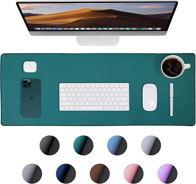 ALOANES Dark Green Waterproof Desk Mat, Large Extended Mouse Mat, Office Desk - Image 7