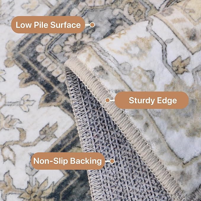 GENIMO 7'6''x9'6'' Area Rugs for Living Room, Machine Washable Non Slip Vintage - Image 5