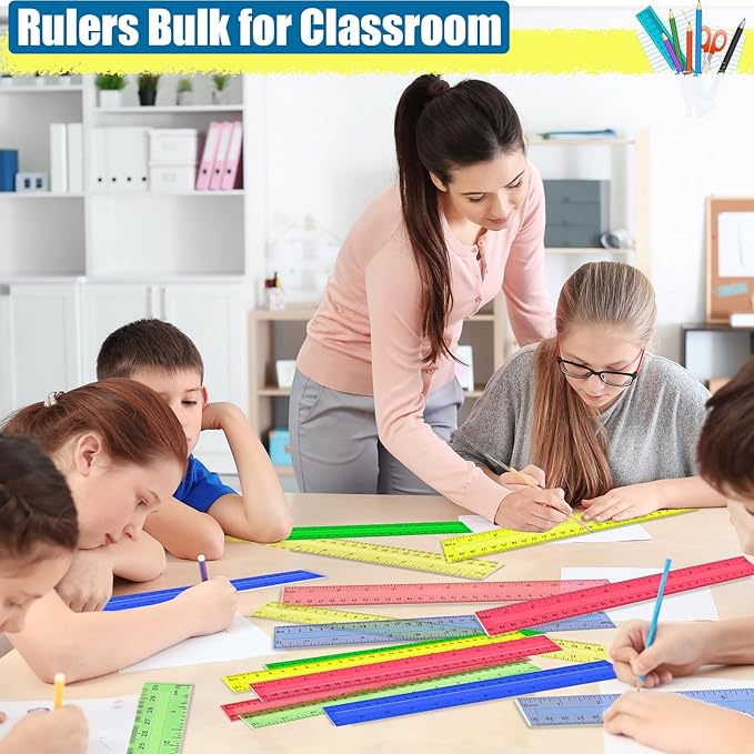 504 Pcs Rulers Bulk, 12 Inch Plastic Assorted Color Clear Rulers - Image 7
